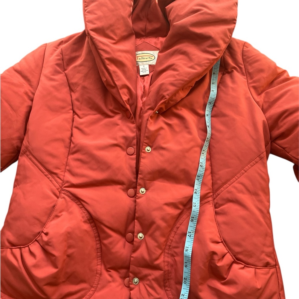 Talbots Coral Red Puffer Coat with High Collar
